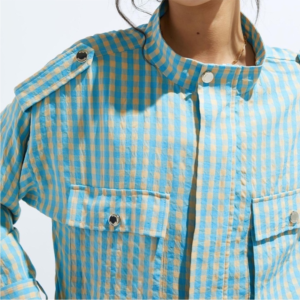 NWT Anthropologie Find Me Now Utility Jacket
Women's Size XL Blue Tan Gingham - Picture 3 of 6